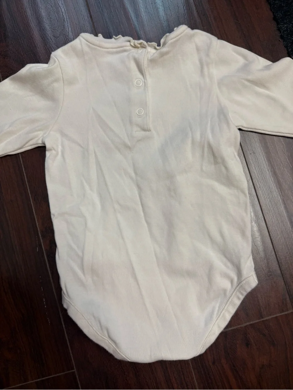 Vintage Gymboree Cream Long-Sleeve Bodysuit with Pink Ballerina Embroidery